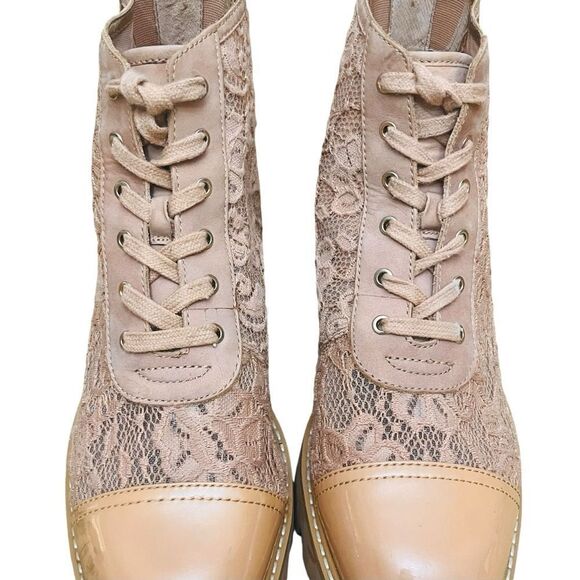 Donald Pliner Ankle Boot Women’s Eliaa Blush Patent Lace-Up Combat Shoes - Picture 7 of 15